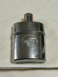 NOS Bar Contents - Wild Turkey Kentucky Straight Bourbon Whiskey In Chrome Collector's Flask