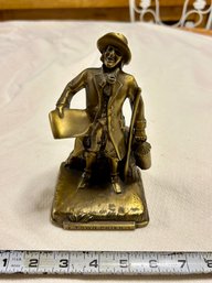 Vintage Town Crier Doorstop Or Bookend - Cast Brass 7' Tall