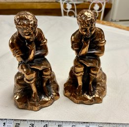 Vintage Metal Book Ends - Thinking Man