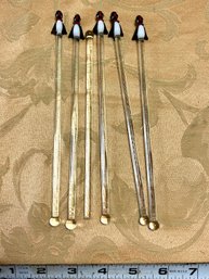 Lot Of Glass Penguin Drink Stirrers Bar Tools