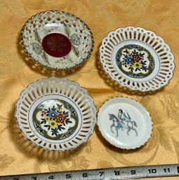 Antique  Dessert Plates - Set Of Four - Schumann Bavaria, Minton England, Unsigned