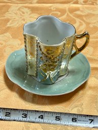 Antique Porcelain Lusterware Tea Cup & Saucer