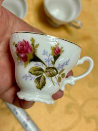 Set Of 5 Vintage Rose Teacups - Unmarked