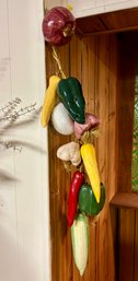 Italian Hanging Ceramic Vegetables On A Rope Kitchen Decor