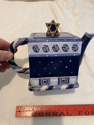 Chanukah Lights Dreidel Festive Tea Pot