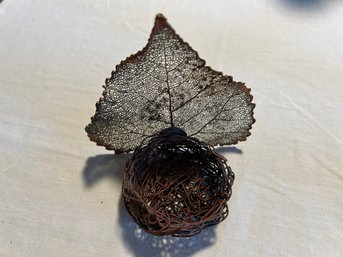 Gilded Leaf Metal Candle Holder