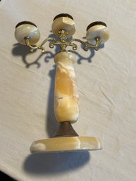 Vintage Agate Stone Handcrafted Candle Holder Candelabra