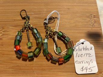 Vintage Color Block Lucite Earrings