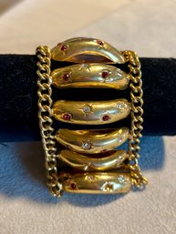 Vintage 1960s Starry Burst Rhinestone Linked Chain Bracelet