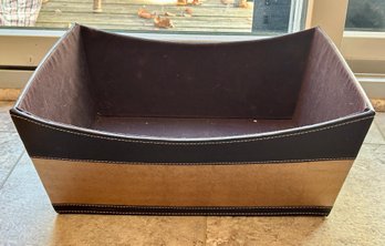 Large Faux Leather Storage Basket