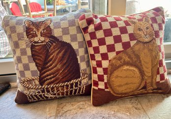 Katha Diddel Needlepoint Cat Pillows