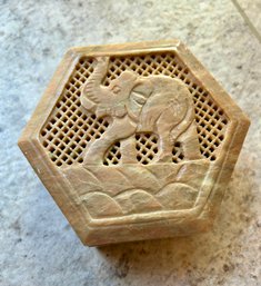 Handcrafted Soapstone Elephant Trinket Box