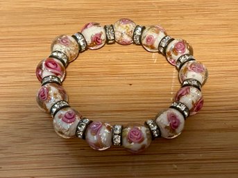 Venetian Bead Rosette Bracelet Vintage Costume Jewelry