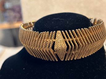 1970s Art Deco Articulated Gold Tone Bracelet Vintage Costume Jewelry