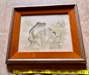 Signed D. F. Tuthill Watercolor Painting Of Frogs