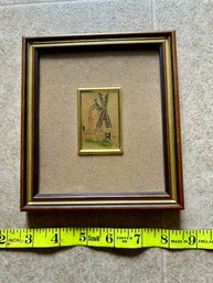 Miniature Windmill Painting On Framed Gold Metallic Plate