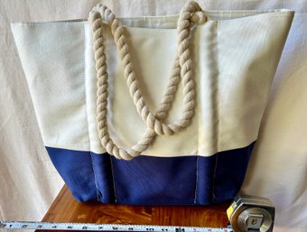 Neiman Marcus Nautical Themed Rope Handled Tote Bag