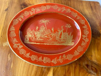 Mottahedeh Design Italy Red Asian Design Oval Plate