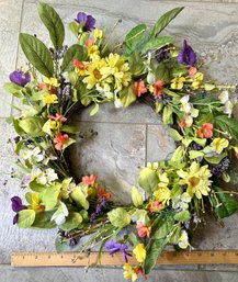 Yellow Springtime Flowers Decorative 12 Ince Wreath