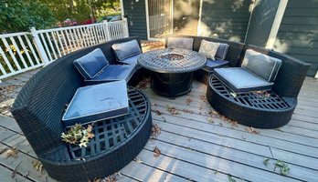 Outdoor Wicker Curved Patio Sofas - 2 Pieces