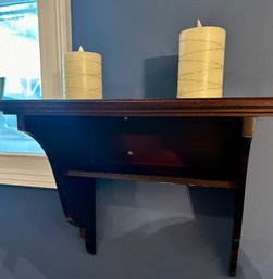 Small Wood Wall Shelf & Candles