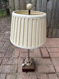 Mid Century Wood Based Table Lamp With Large Wood Round Finial