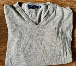 Men's Polo Ralph Lauren XXL Gray Cotton Sweater - Pre-Owned