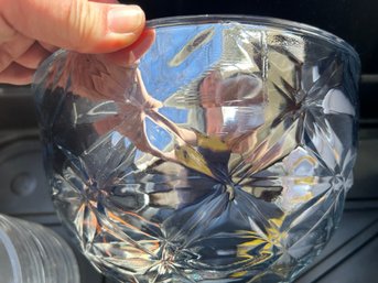 Large Silver Glass Decorative Bowl