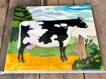 Large Vintage Cow Ceramic Tile 16' X 13' Country Farm Decor