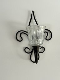 Pair Of Vintage Wrought Iron Candle Holder Wall Sconces
