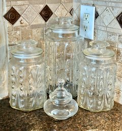Set Of Four Vintage Glass Canisters Kitchen Storage