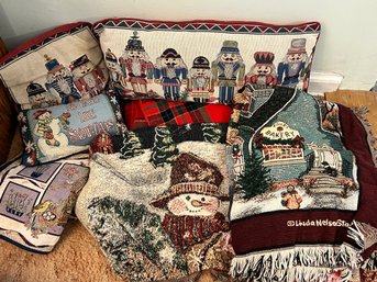 Collection Of Christmas & Winter Decorative Blankets & Pillows
