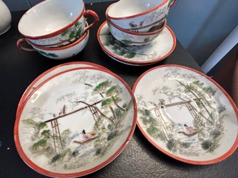 Antique Porcelain Japanese Saucer & Tea Set