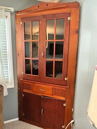 Antique Handmade Oak Corner Cabinet