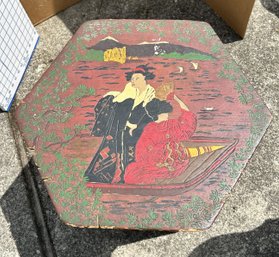 Antique Asian Hand Painted Wood Table