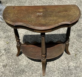 Antique Spindled Half Moon Small Side Table