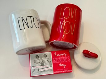 Self Care Lot - Rae Dunn Coffee Mug, Rose Candle And Galentine's Lot