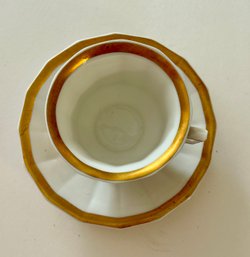 Limoges Avance France Gold Rimmed Tea Cup & Saucer