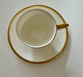 Pope Gosser Pembroke Gold Rimmed Tea Cup & Saucer