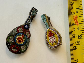 Vintage Italian Micro Mosaic Mandolin Guitar Pins