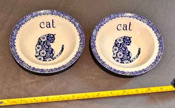 Vintage Norma Sherman Royal Crownford Staffordshire Blue Calico Cat Bowls