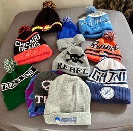 Lot Of Winter Ski Hats - Various Sports Teams