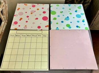 Lot Of Four Pottery Barn Decorative Squares Magnetic And Dry Erase Boards Calendar