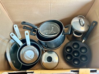 Miscellaneous Box Of Pots & Pans