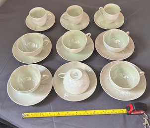 La Seynie Limoges P And P France Hand-Painted Signed Jenkins Lusterware Set Of Demitasse, Tea Cups & Saucers