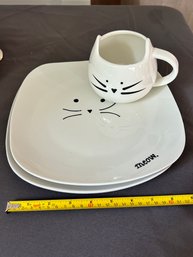 Cat Mug And Plates