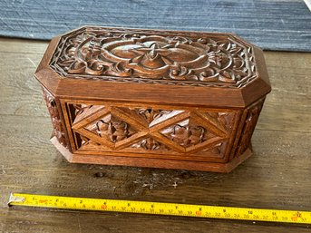 Unique Hand Carved Mahogany Storage Box