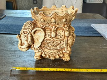 Vintage Elephant Bowl Decorative Statue Or Planter