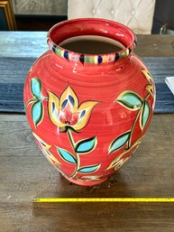 Southern Living Gail Pittman Large Floral Red Urn