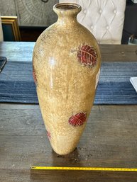 Mid Century Urn Vase Ceramic With Red Flowers